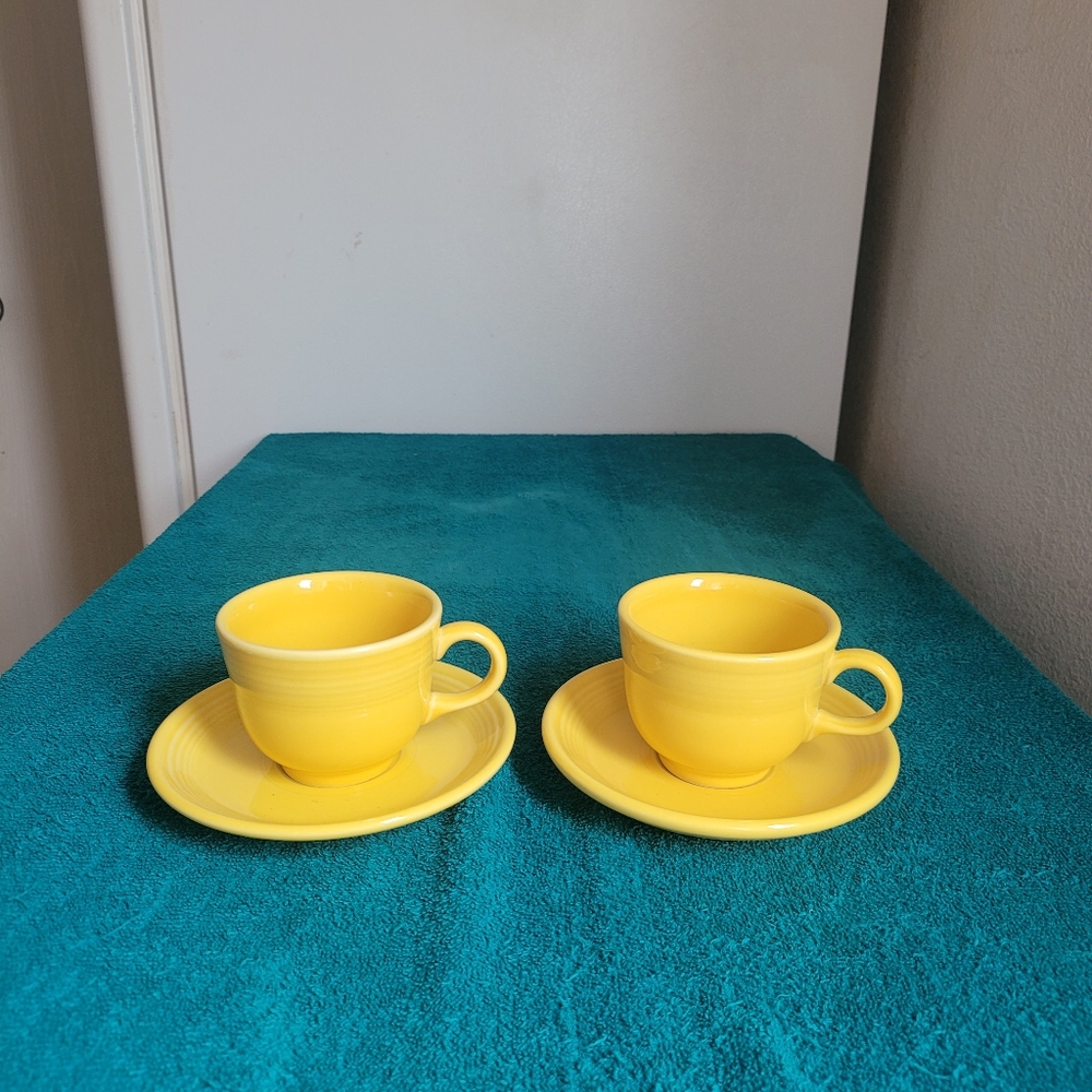 Fiestaware sunflower cups & saucers